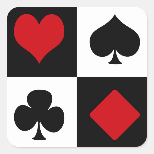 Four card suits square sticker (Front)