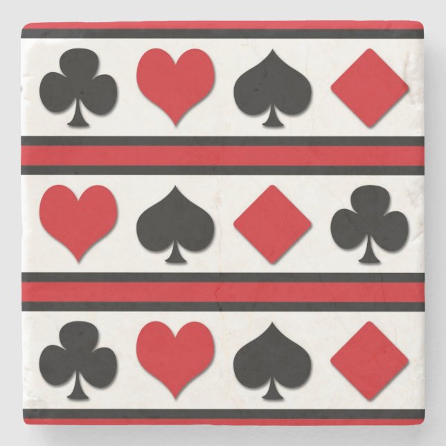 Four card suits stone coaster (Front)