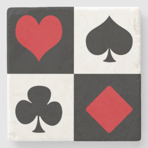 Four card suits stone coaster