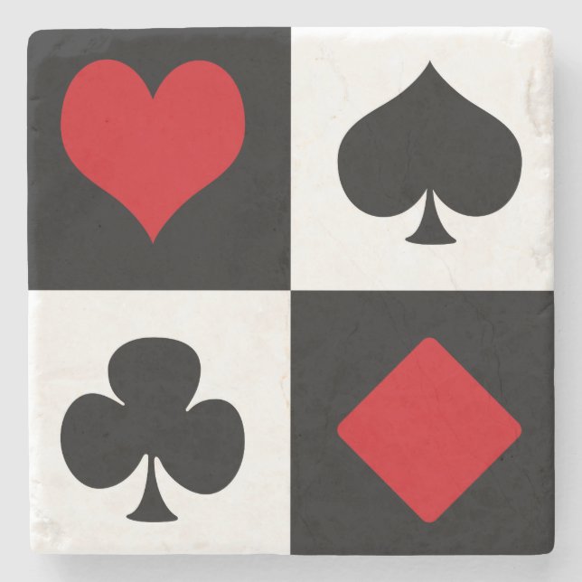 Four card suits stone coaster (Front)