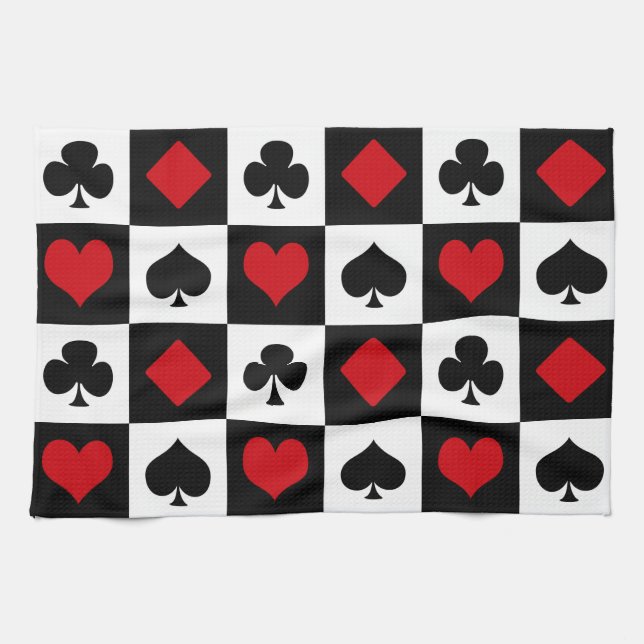 Four card suits tea towel (Horizontal)