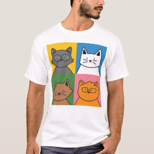 Four Cat Faces Album Cover T-Shirt