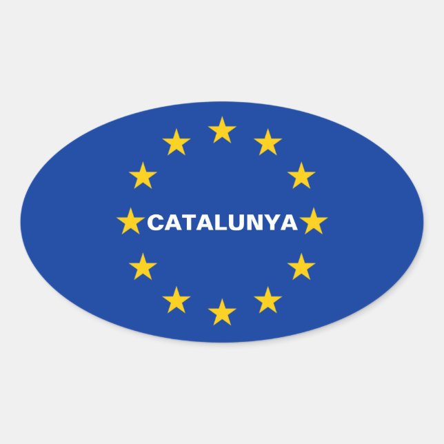 FOUR Catalonia "Catalunya" European Union Flag Oval Sticker (Front)