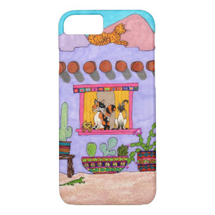 Four Cats at a Purple Adobe House iPhone 8/7 Case