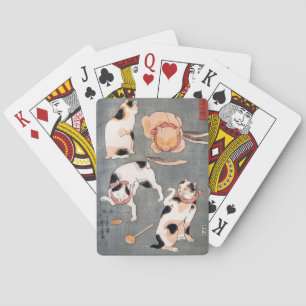 Four cats in different poses by Utagawa Kuniyoshi Playing Cards