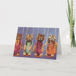 Four Cats on Swings Card