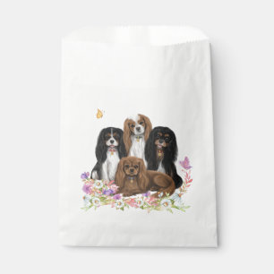 Four Cavalier King Charles Spaniels in Flowers Favour Bags
