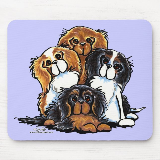 Four Cavalier King Charles Spaniels Mouse Mat (Front)