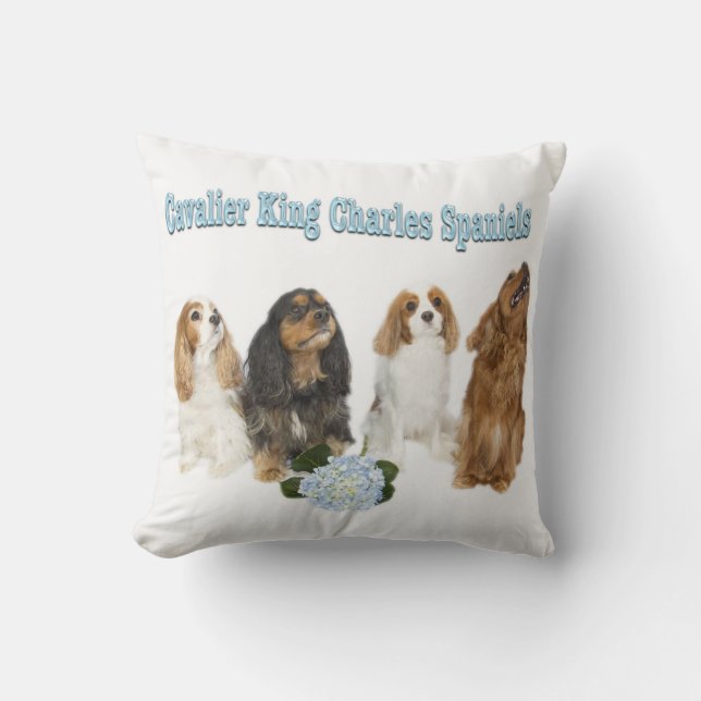 Four Cavalier King Charles Spaniels Pillow (Front)