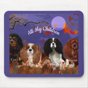 Four Cavalier Spaniels Autumn Night Mouse Pad