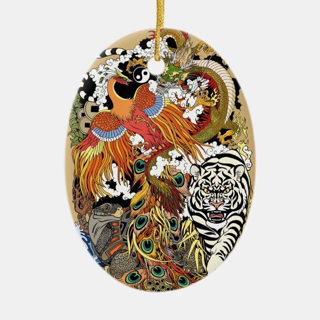 four celestial animals ceramic tree decoration (Front)