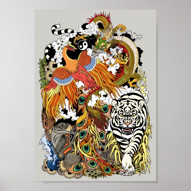 four celestial animals poster (Front)