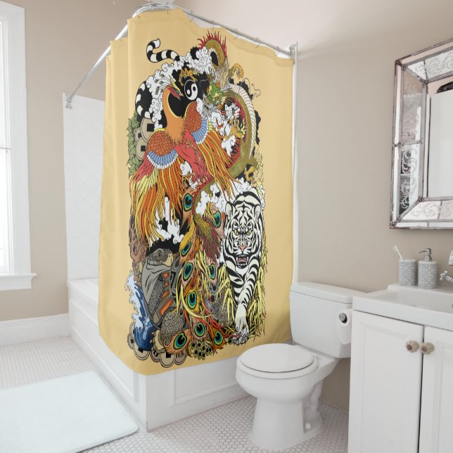 four celestial animals shower curtain (In Situ)
