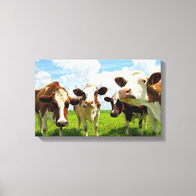 Four chatting cows canvas print (Front)