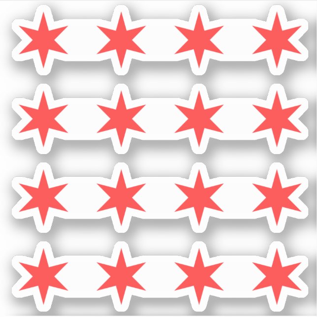 Four Chicago flag stars stickers (Front)