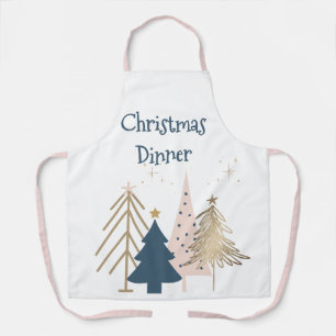 Four Christmas Trees in Green & Gold Named Apron