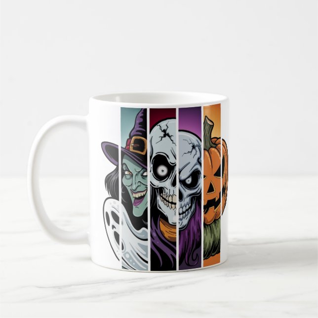 four classic Halloween-themed characters. Coffee Mug (Left)