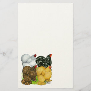 Four Cochin Hens Stationery