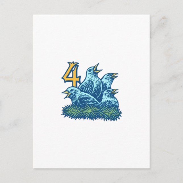 Four Colly Birds Postcard (Front)