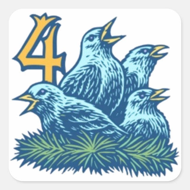 Four Colly Birds Square Sticker (Front)