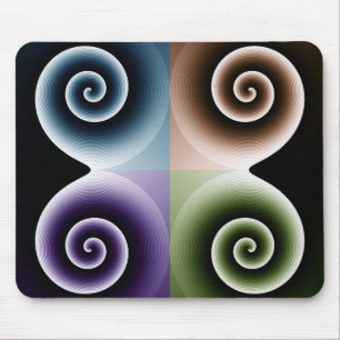 Four Color Spiral Abstract Art Mouse Mat