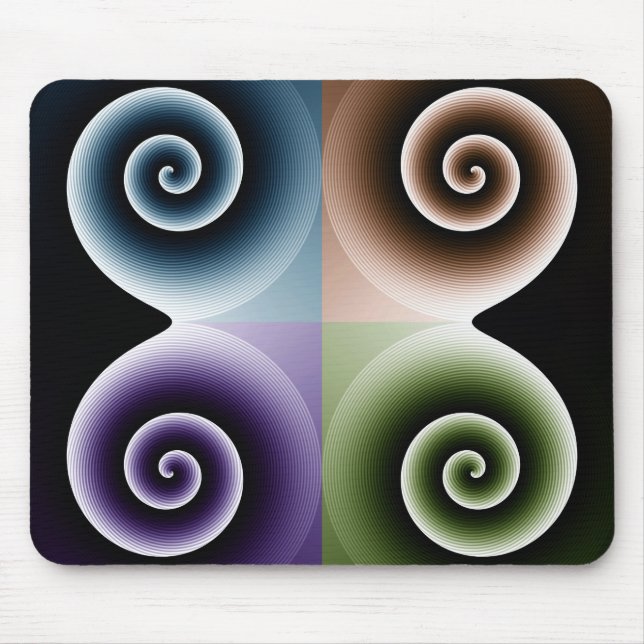 Four Color Spiral Abstract Art Mouse Mat (Front)