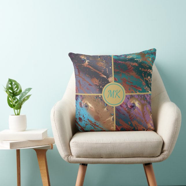 Four Colour Block Monogrammed Cushion (Chair)