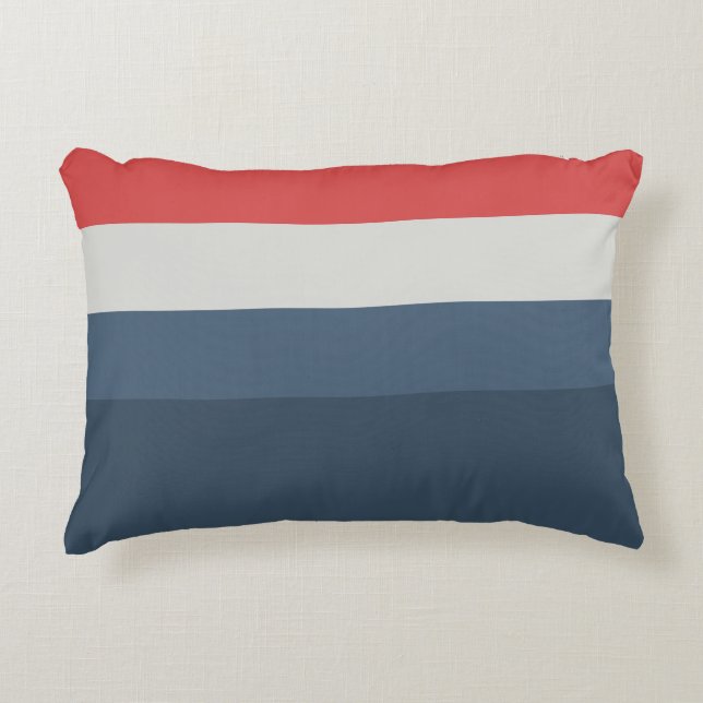 Four Colour Combo - Red Grey Blue Dark Blue Decorative Cushion (Front)
