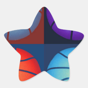 Four Colour Pop Art Basketball Star Sticker