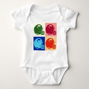 Four Colour Pop Art Football Helmet Baby Bodysuit