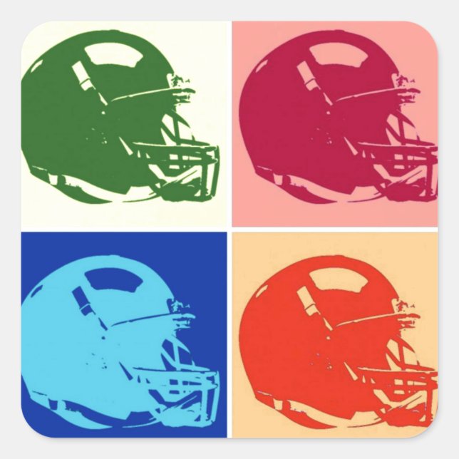Four Colour Pop Art Football Helmet Sticker (Front)