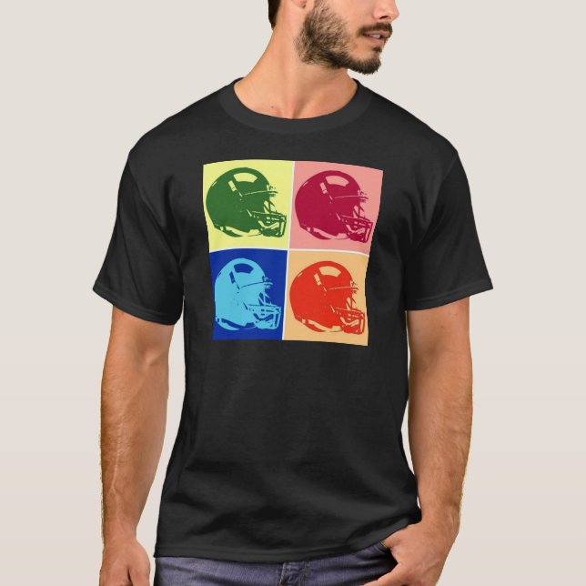 Four Colour Pop Art Football Helmet T-Shirt (Front)
