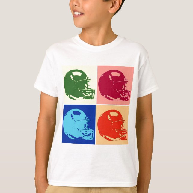 Four Colour Pop Art Football Helmet T-Shirt (Front)