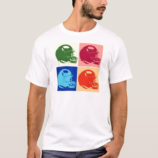 Four Colour Pop Art Football Helmet T-Shirt (Front)