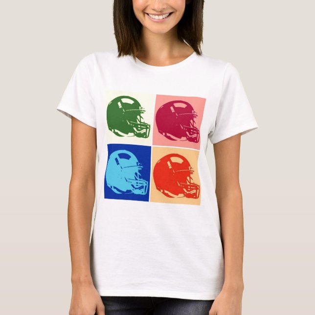 Four Colour Pop Art Football Helmet T-Shirt (Front)