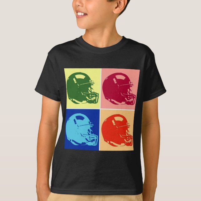 Four Colour Pop Art Football Helmet T-Shirt (Front)