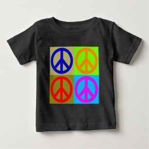 Four Colour Pop Art Peace Sign Baby T-Shirt