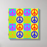 Four Colour Pop Art Peace Sign Wrapped Canvas<br><div class="desc">Popular and Historical Symbols - Peace Sign Symbol Digital Pop Art Work</div>