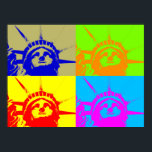 Four Colour Pop Art Statue of Liberty Poster<br><div class="desc">Pop Art New York City Monuments Artworks - Indepent United States of America National Symbol Buildings</div>