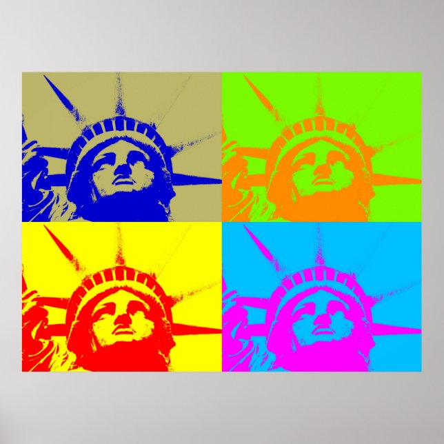 Four Colour Pop Art Statue of Liberty Poster (Front)