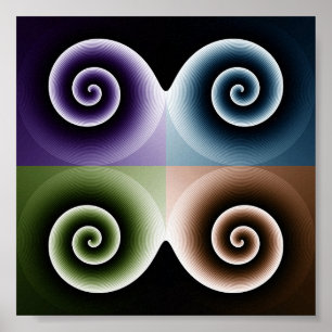 Four Colour Spiral Art Poster
