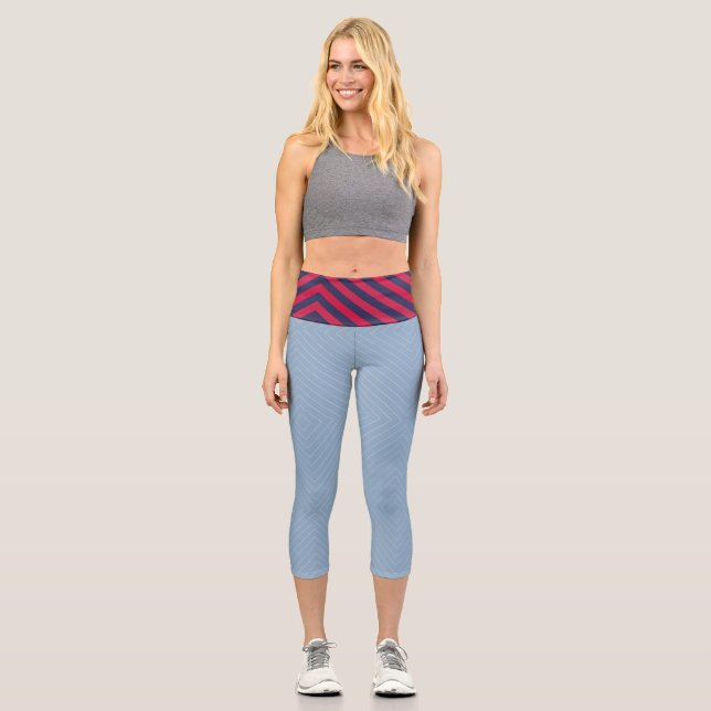 Four Colour Striped Capri Leggings (Front)