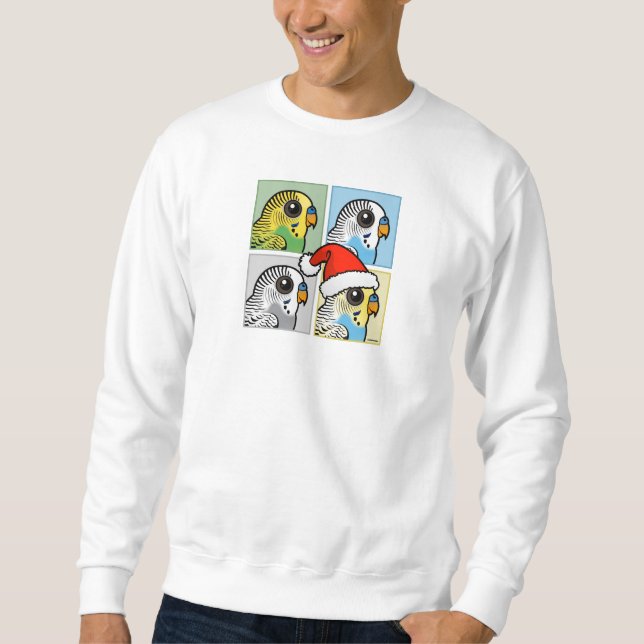 Four Colour Xmas Budgies Sweatshirt (Front)