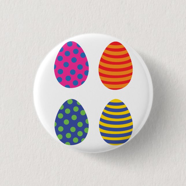 Four Coloured Easter Eggs 3 Cm Round Badge (Front)