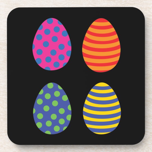 Four Coloured Easter Eggs Coaster (Front)