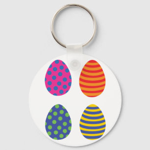 Four Coloured Easter Eggs Key Ring