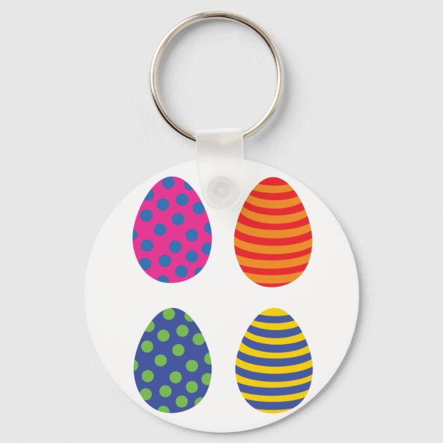Four Coloured Easter Eggs Key Ring (Front)