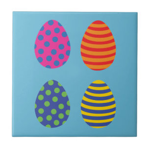 Four coloured easter eggs tile