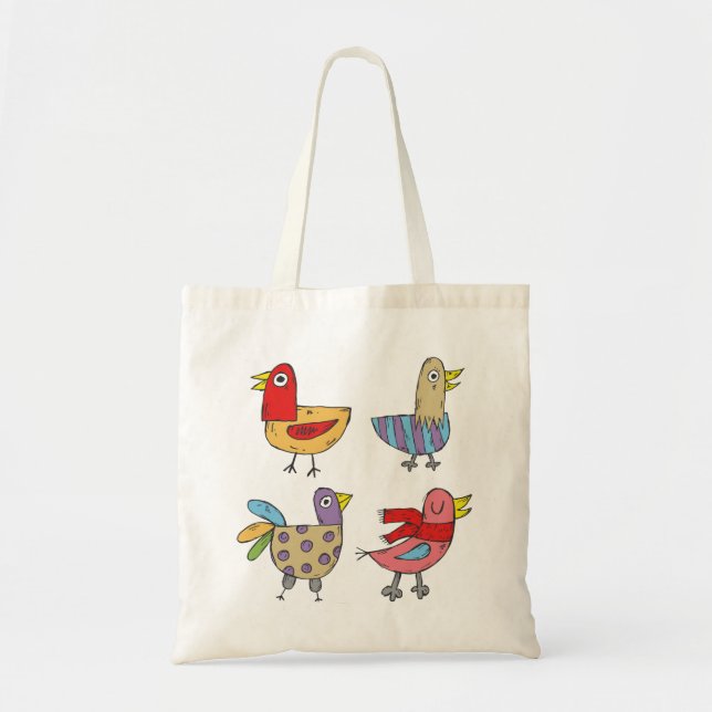 Four Colourful Birds Tote Bag (Front)