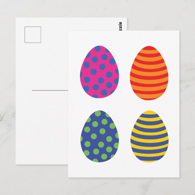 Four Colourful Easter Eggs Postcard (Front/Back)